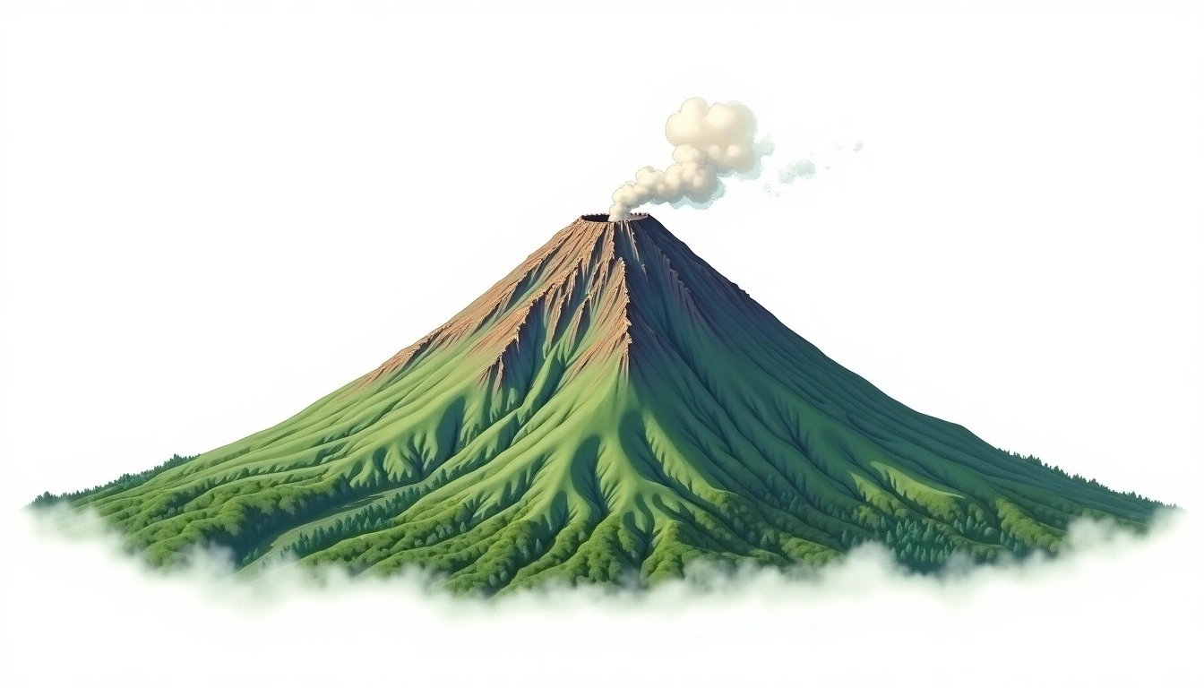 Iwate-san — 2,038m — Japan — watercolor illustration