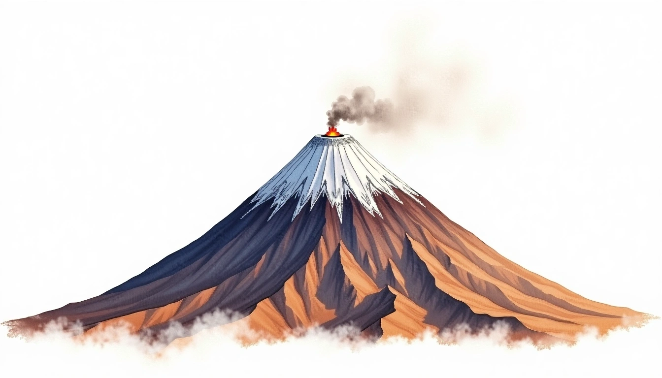 Iztaccihuatl — 5,230m — Mexico — watercolor illustration