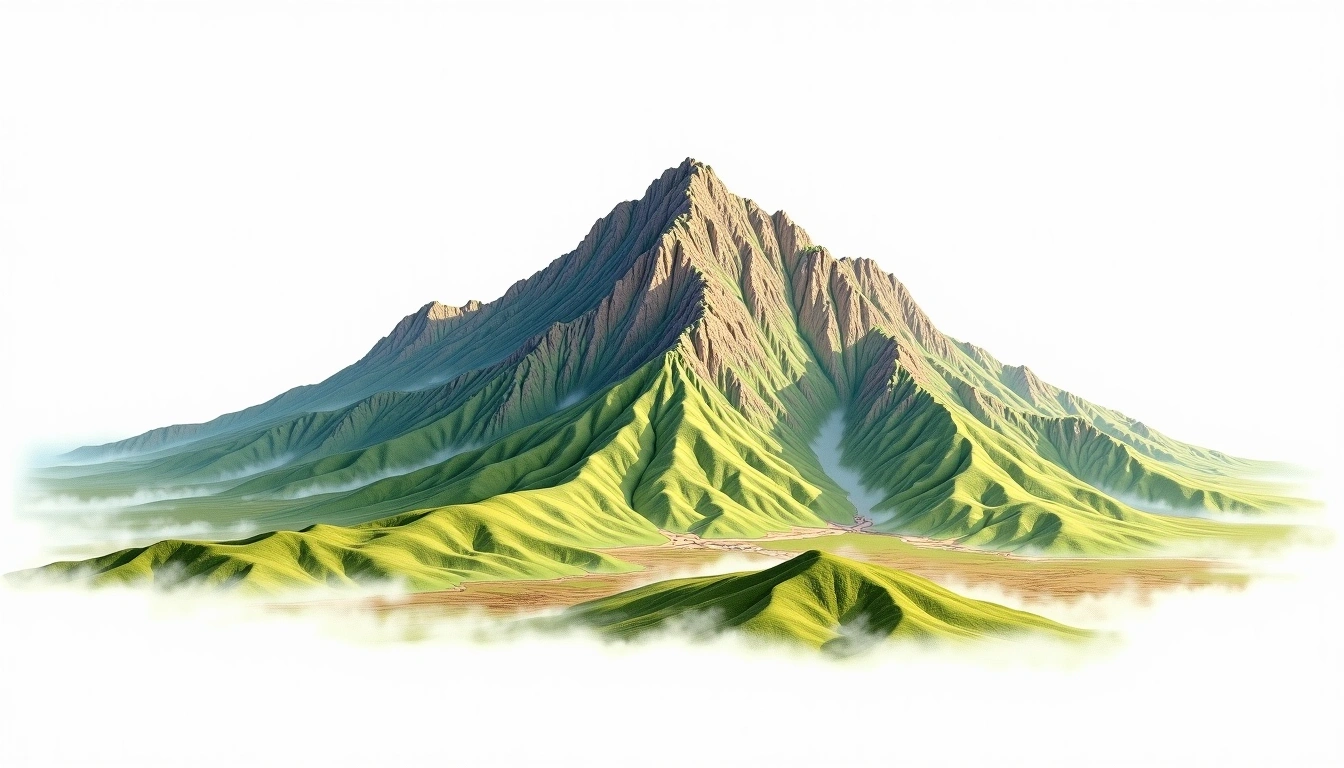 Jabal An-Nabi Shu'ayb — 3,666m — Yemen — watercolor illustration