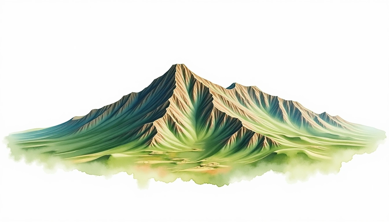 Jabal Sawda — 3,015m — Saudi Arabia — watercolor illustration