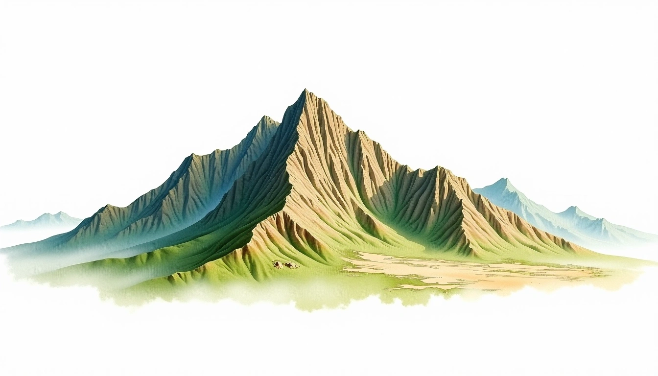 Jabal Tuwayq — 1,100m — Saudi Arabia — watercolor illustration