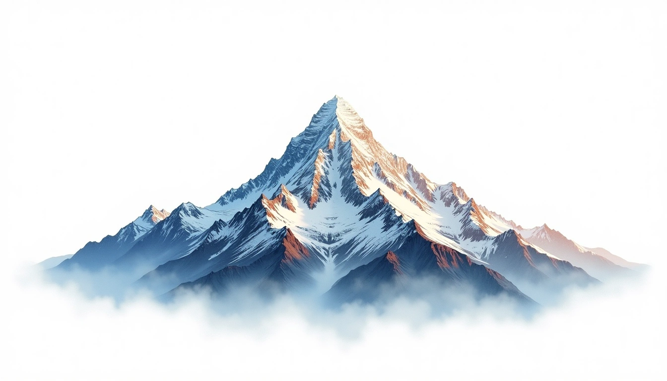 Jade Dragon Snow Mountain — 5,596m — China — watercolor illustration