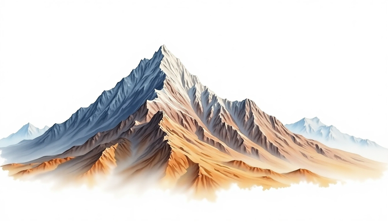 Jbel Ayachi — 3,757m — Morocco — watercolor illustration