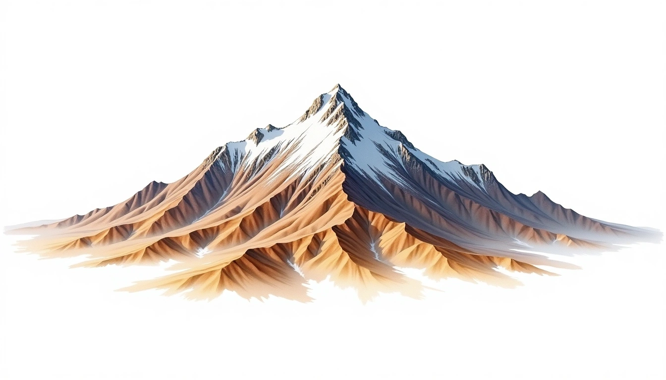 Jbel M'Goun — 4,071m — Morocco — watercolor illustration