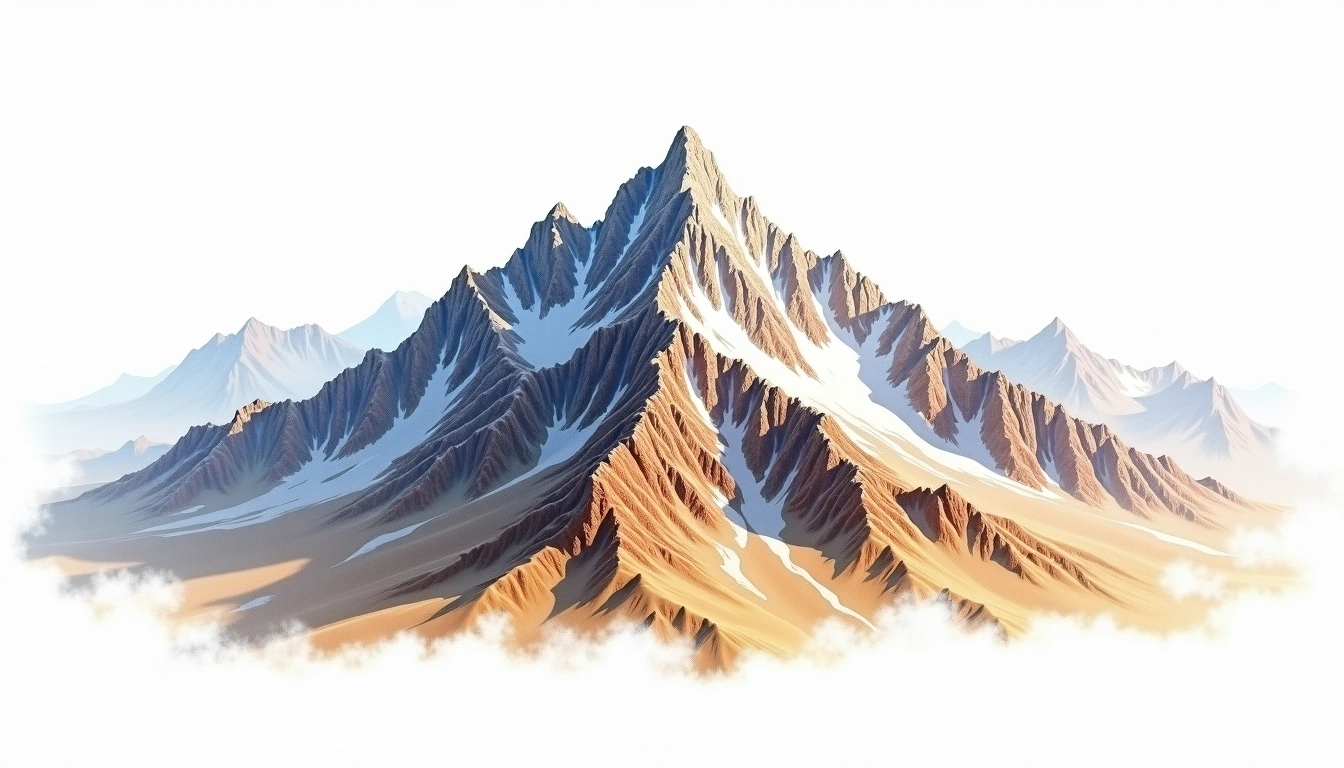 Jbel Rat — 3,781m — Morocco — watercolor illustration