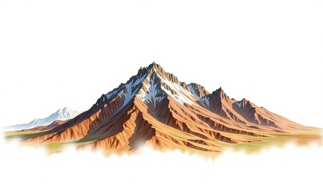 Jbel Tinergwet — 3,551m — Morocco — watercolor illustration