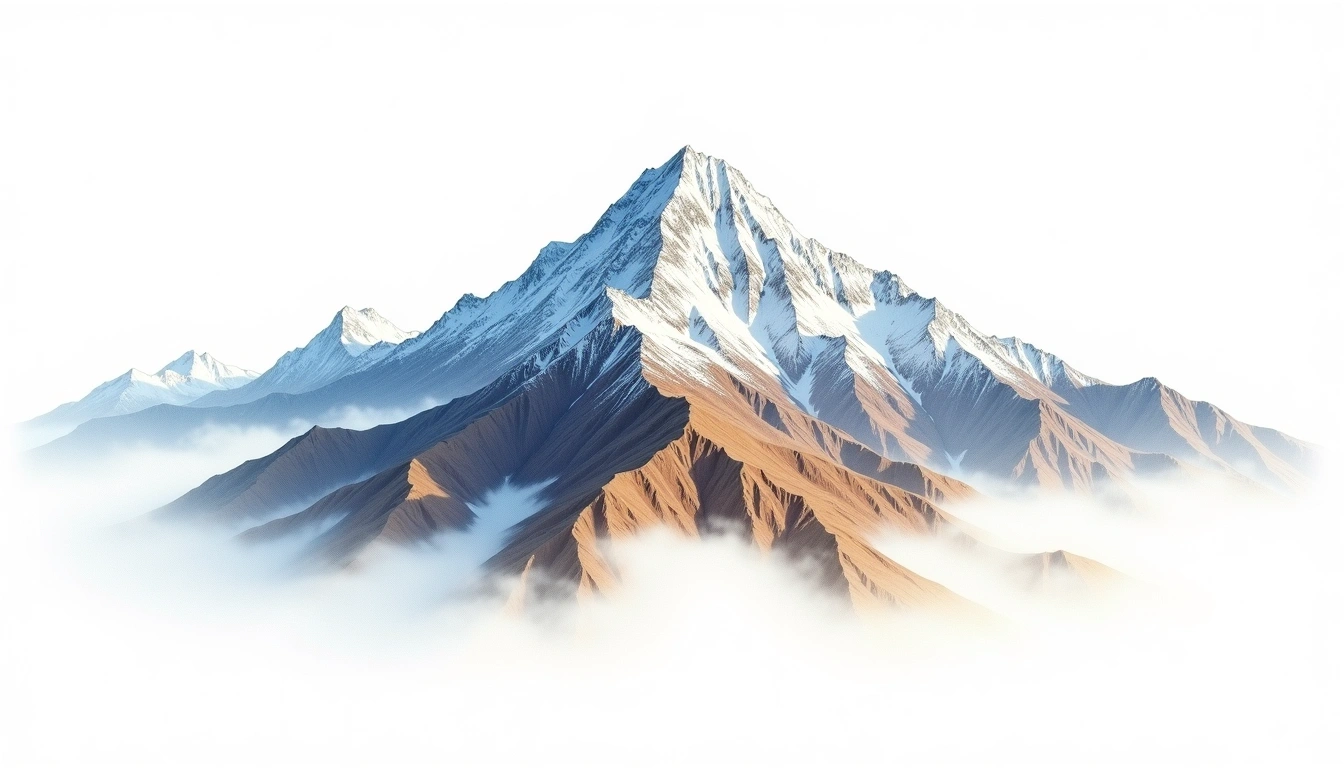 Jengish Chokusu — 7,439m — Kyrgyzstan — watercolor illustration