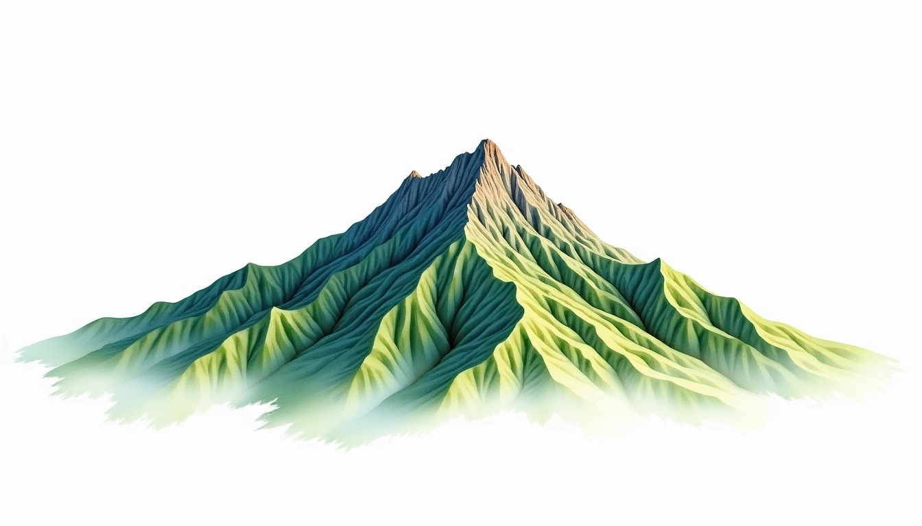 Jeombongsan — 1,424m — South Korea — watercolor illustration