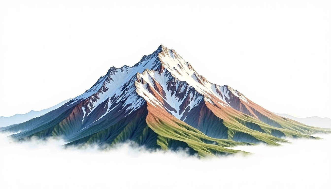 Jiehkkevarri — 1,834m — Norway — watercolor illustration