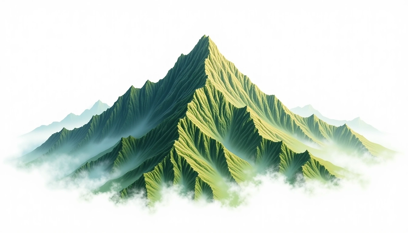 Jiuhuashan — 1,342m — China — watercolor illustration