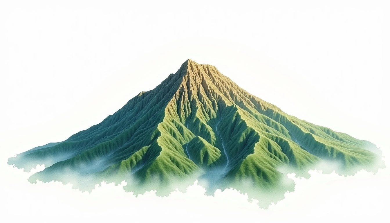 Joryeongsan — 1,026m — South Korea — watercolor illustration