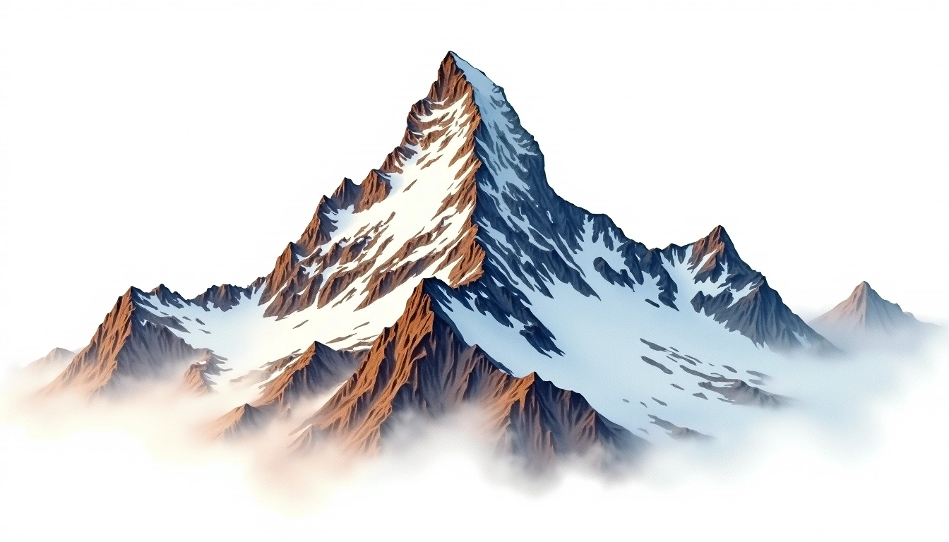 Jubileen Peak — 3,100m — Antarctica — watercolor illustration
