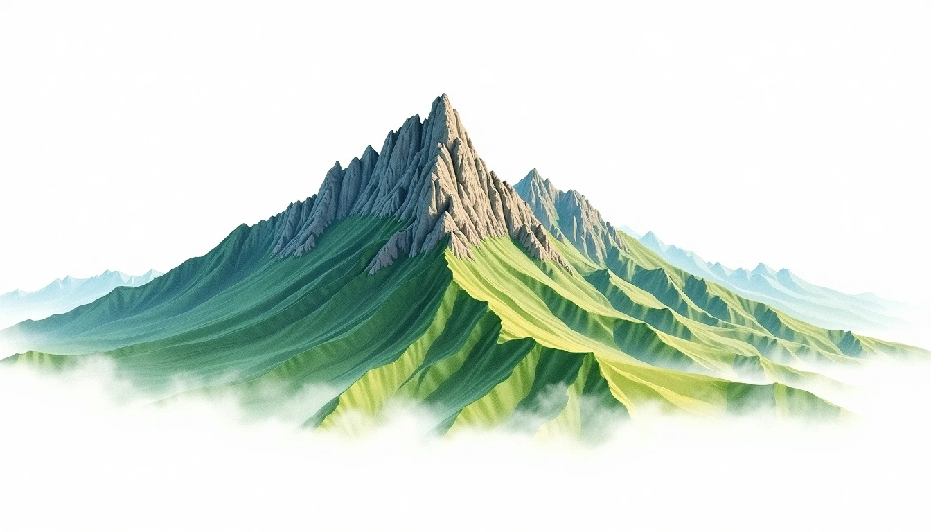 Jupeng Shan — 3,115m — Taiwan — watercolor illustration