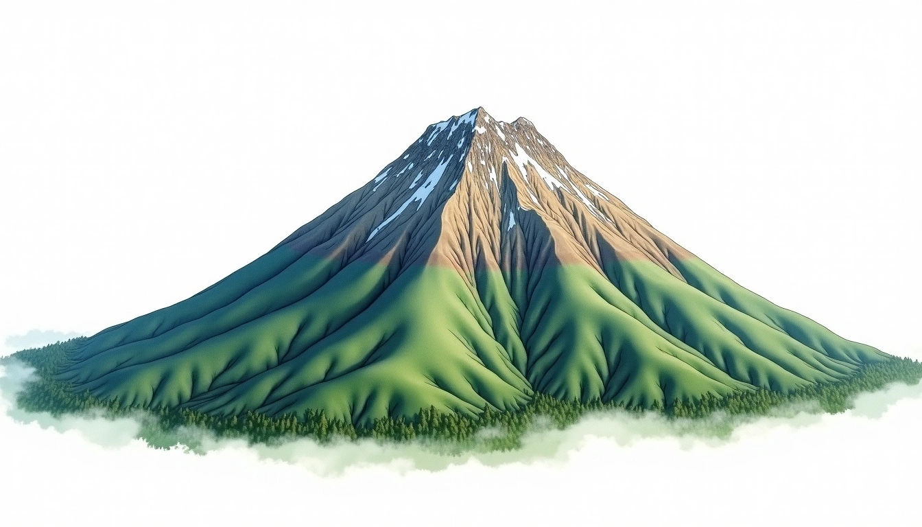 Kai-Komagatake — 2,967m — Japan — watercolor illustration