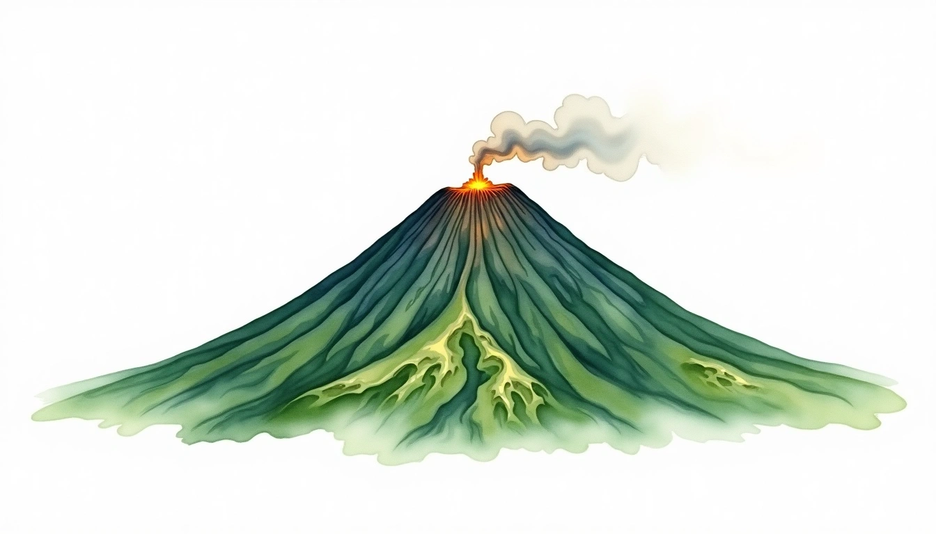 Kaimon-dake — 924m — Japan — watercolor illustration