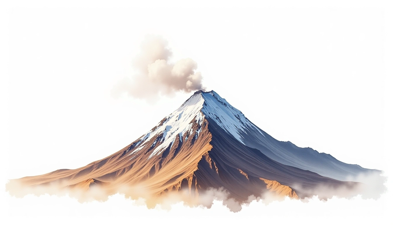 Kamen Volcano — 4,575m — Russia — watercolor illustration