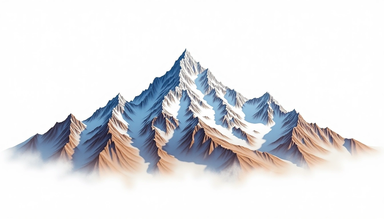 Kamet — 7,756m — India — watercolor illustration