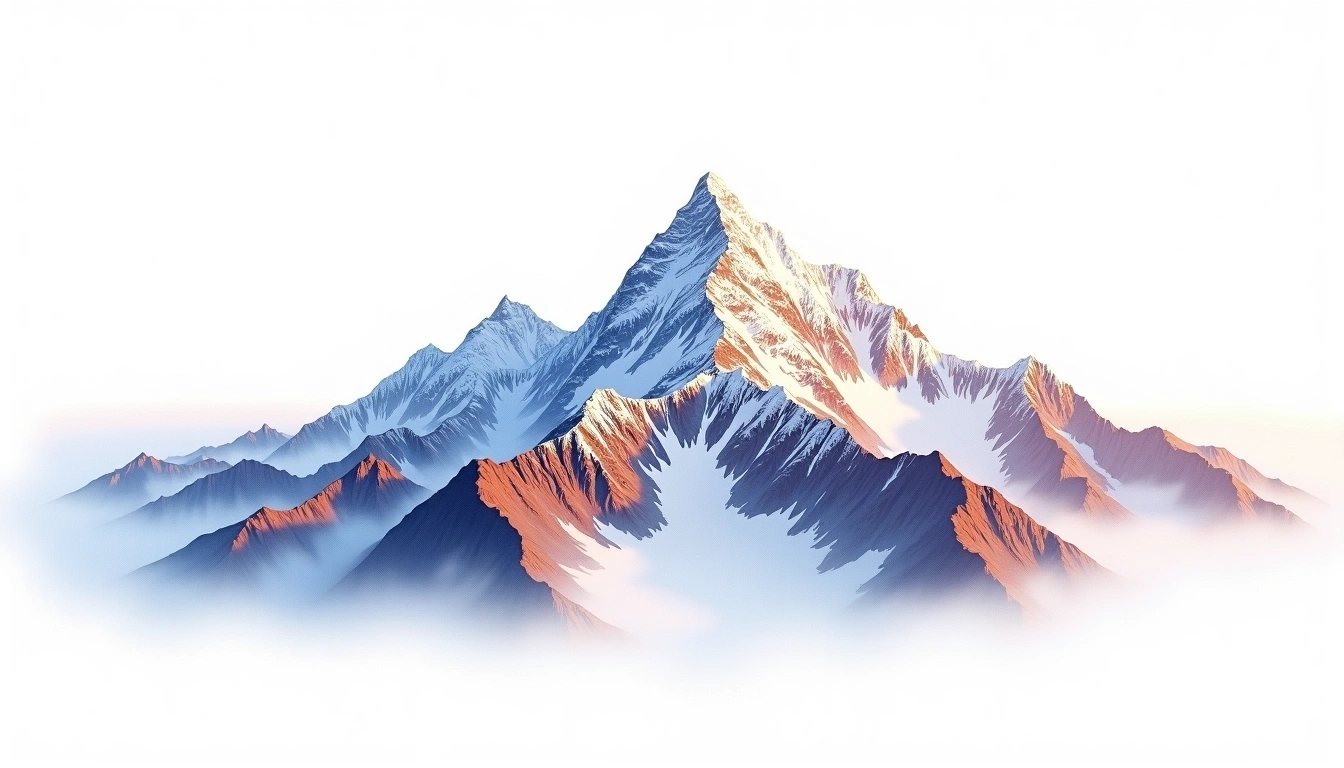 Kangchenjunga South — 8,476m — Nepal — watercolor illustration