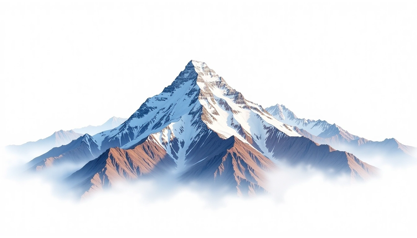 Kangchenjunga — 8,586m — Nepal — watercolor illustration
