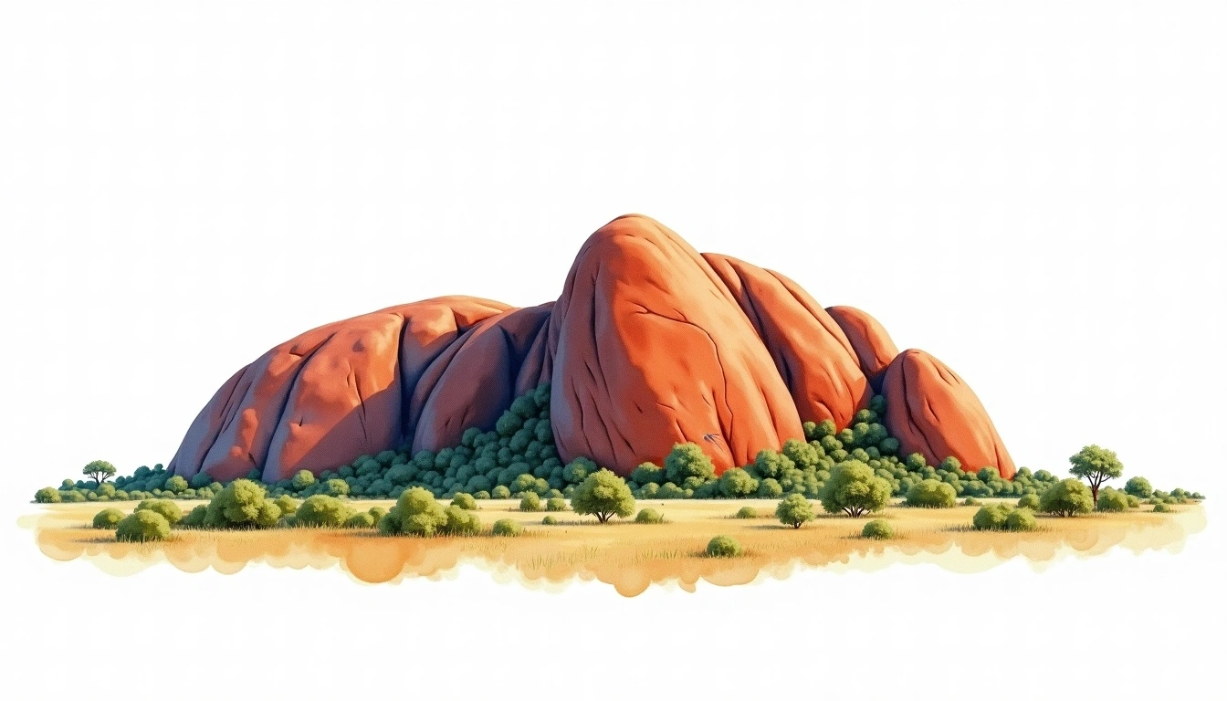 The Olgas Kata Tjuta — 1,066m — Australia — watercolor illustration