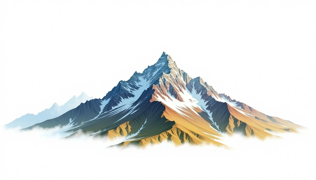 Katyn-Tau — 4,979m — Russia — watercolor illustration