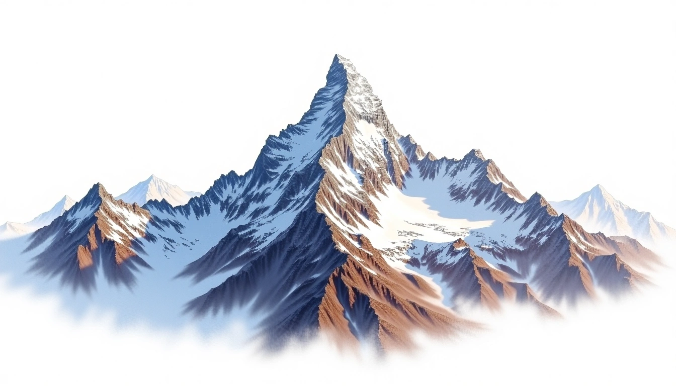 Kedarnath Peak — 6,940m — India — watercolor illustration