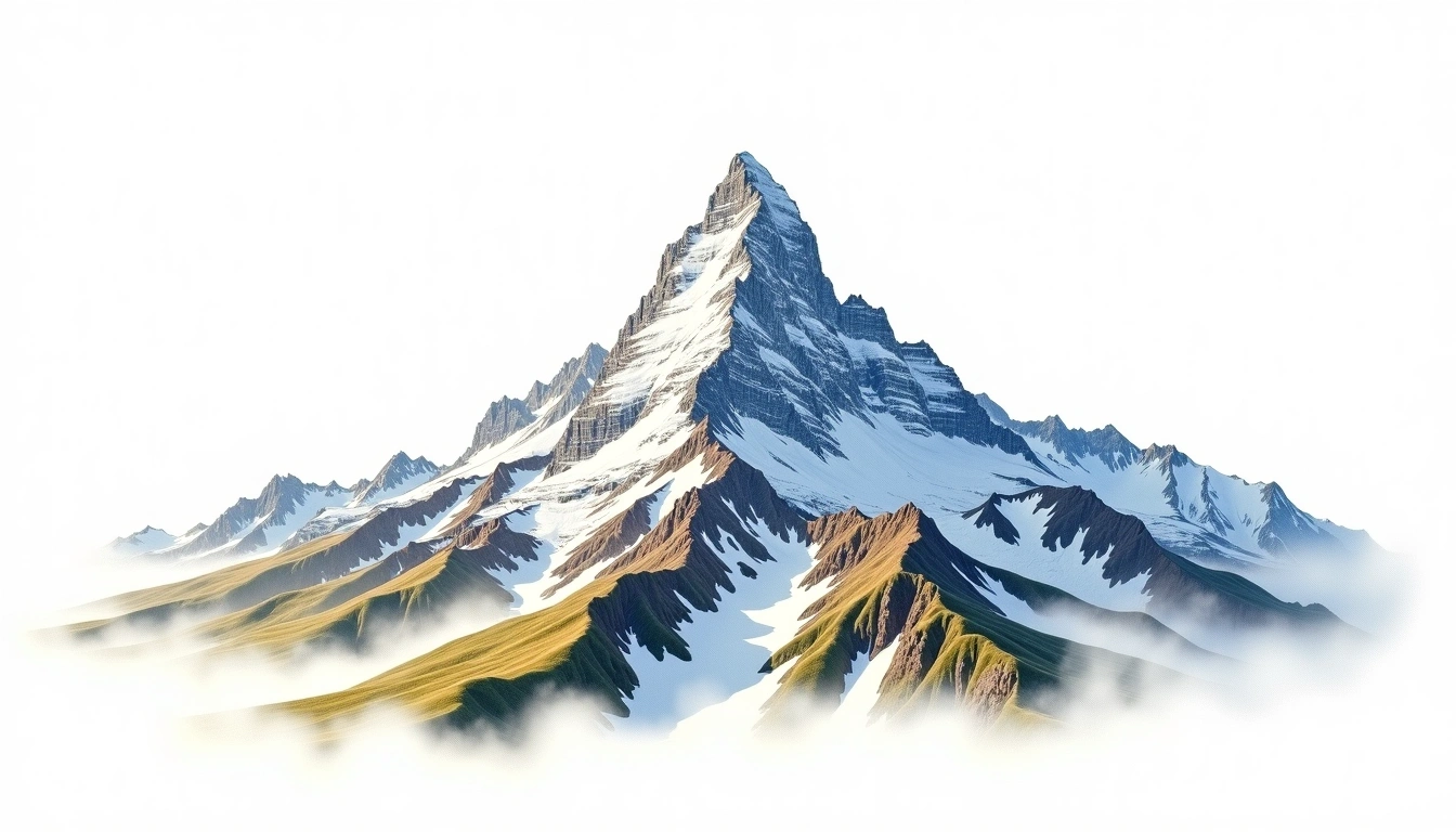 Khüiten Peak Russia — 4,374m — Russia — watercolor illustration
