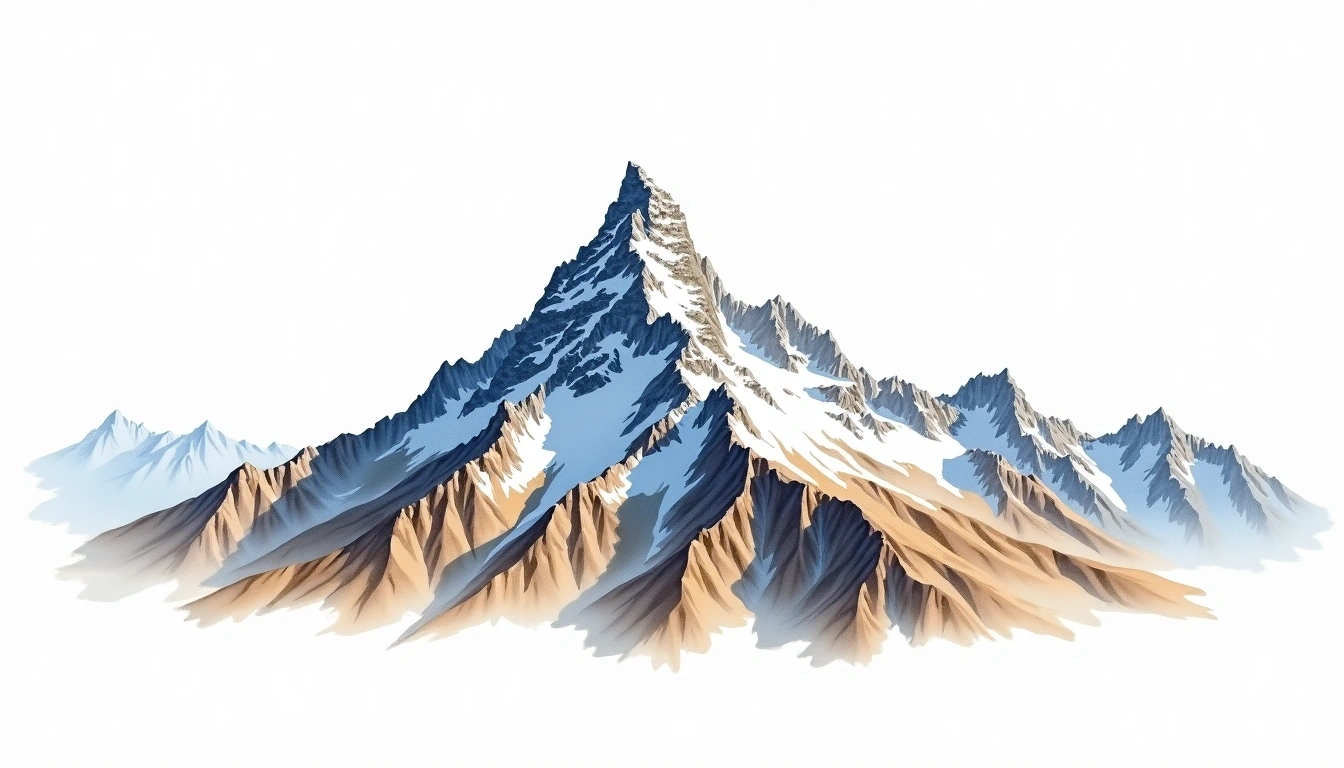 Khuiten Peak — 4,374m — Mongolia — watercolor illustration