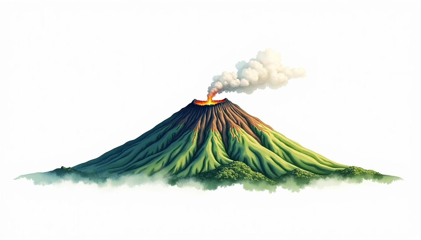 Kilauea — 1,222m — United States — watercolor illustration