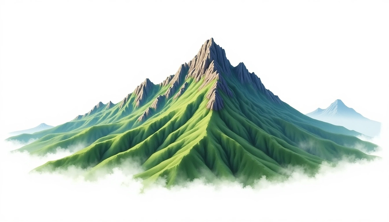 Kinpu-san — 2,599m — Japan — watercolor illustration