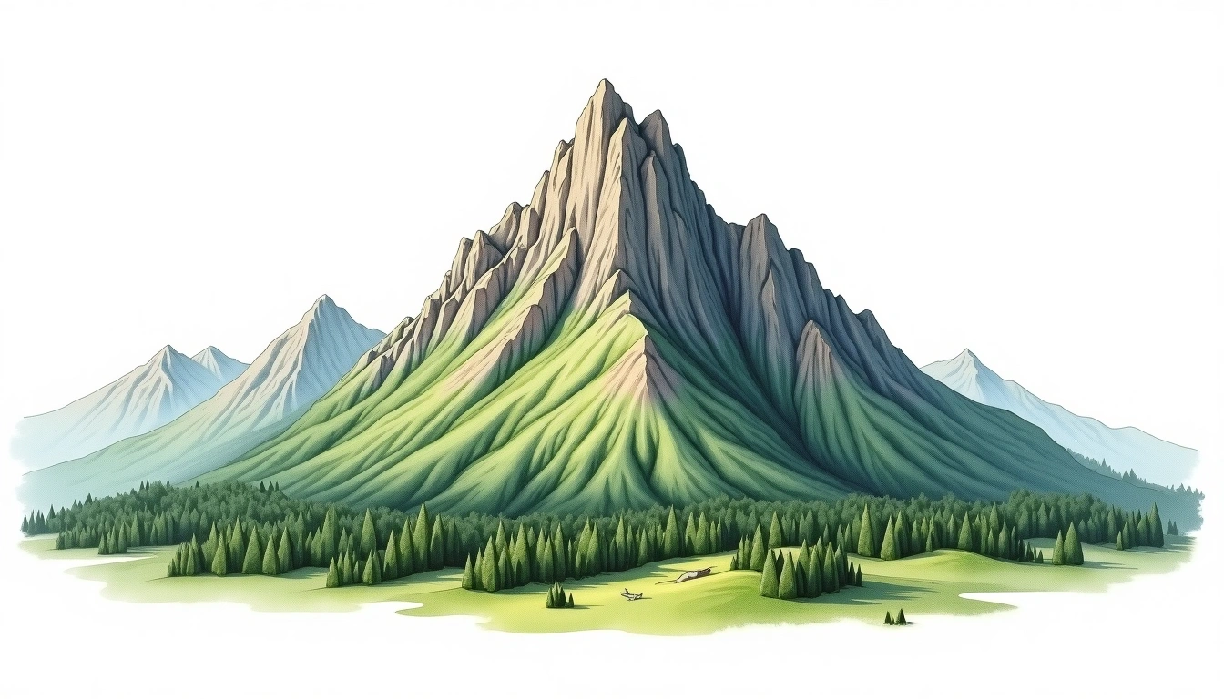 Knuckles Mountain — 1,863m — Sri Lanka — watercolor illustration