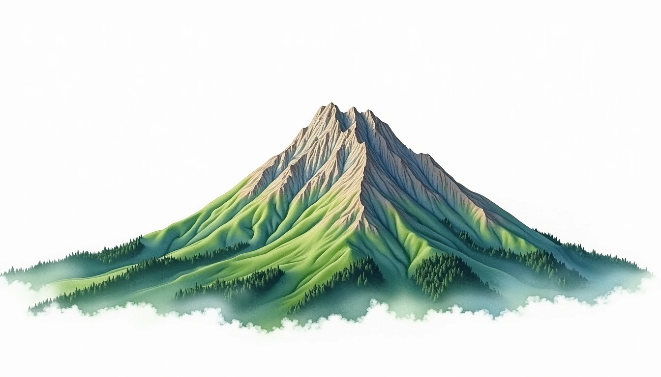 Kobushi-gatake — 2,475m — Japan — watercolor illustration