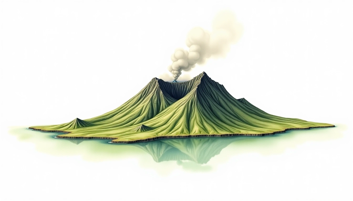 Krafla — 818m — Iceland — watercolor illustration