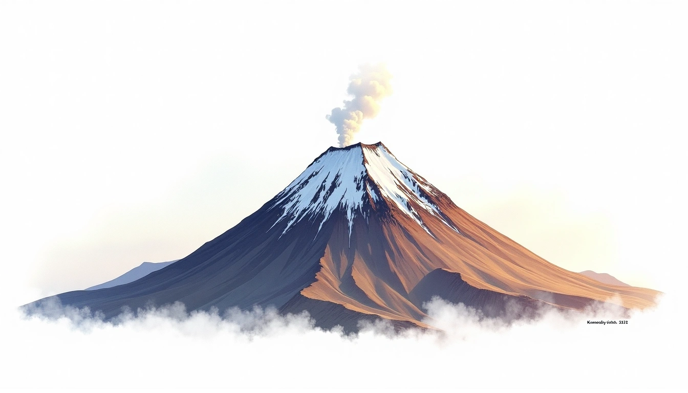 Kronotsky Volcano — 3,528m — Russia — watercolor illustration