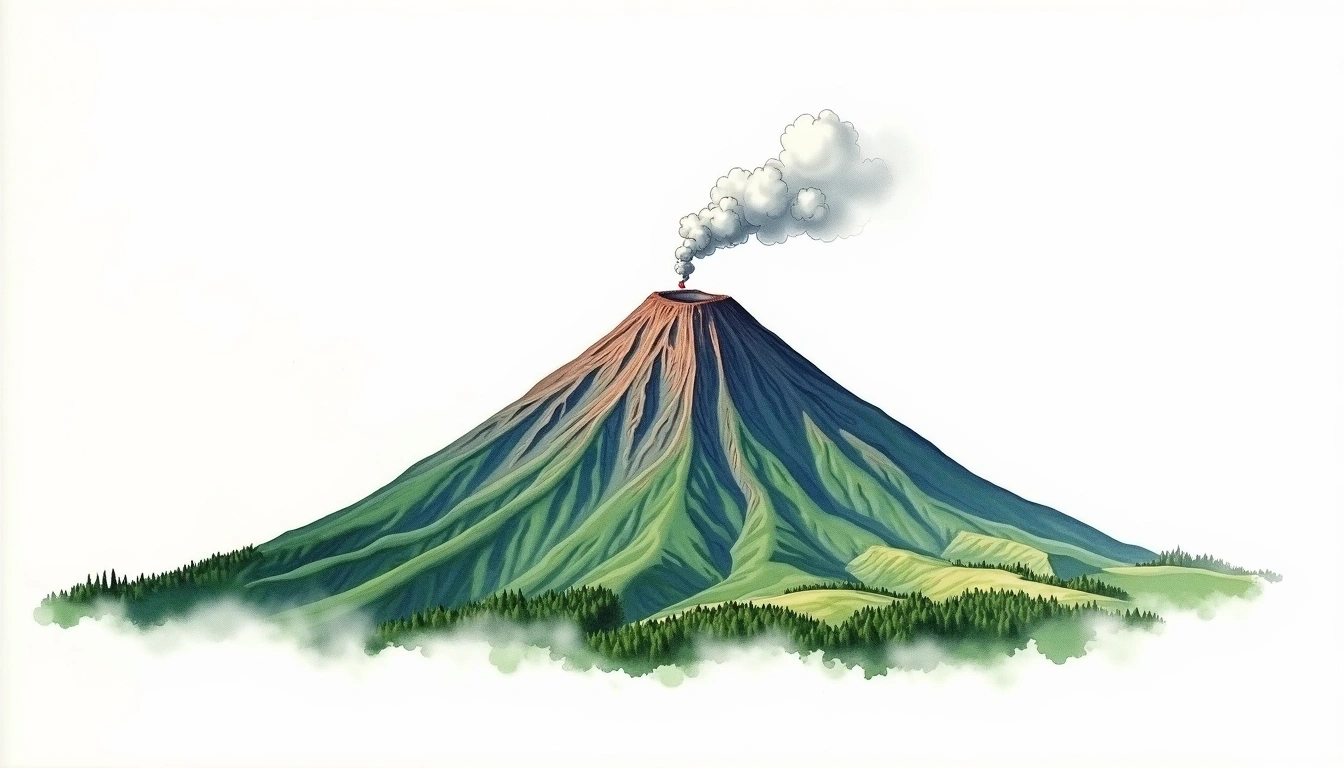Kuju-san — 1,791m — Japan — watercolor illustration