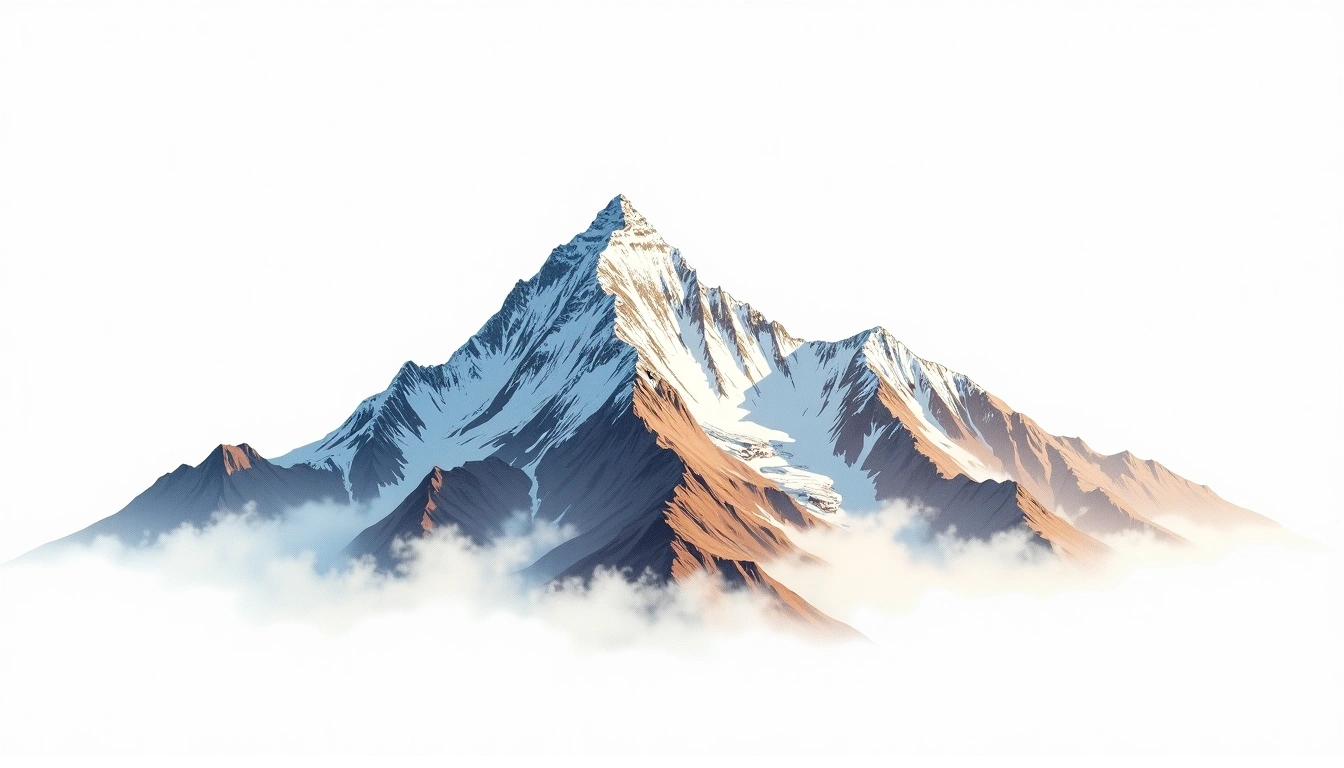 Kula Kangri — 7,554m — Bhutan — watercolor illustration