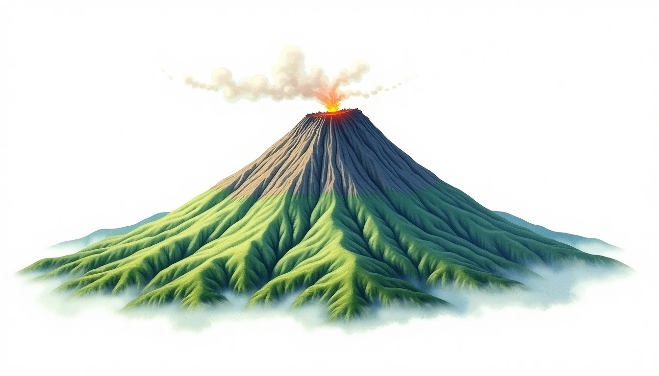 Kusatsu-Shirane-san — 2,160m — Japan — watercolor illustration