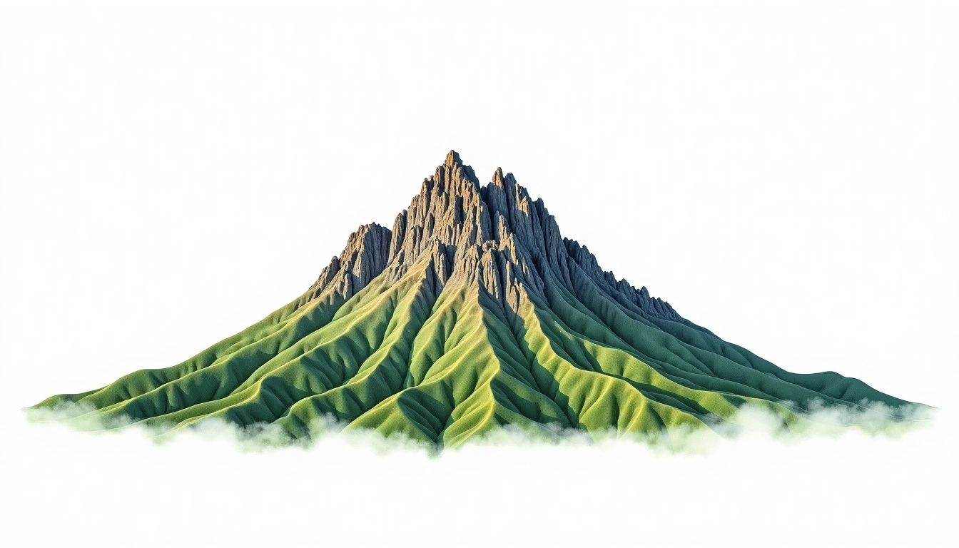 La Grande Soufriere (Guadeloupe) — 1,467m — Guadeloupe — watercolor illustration
