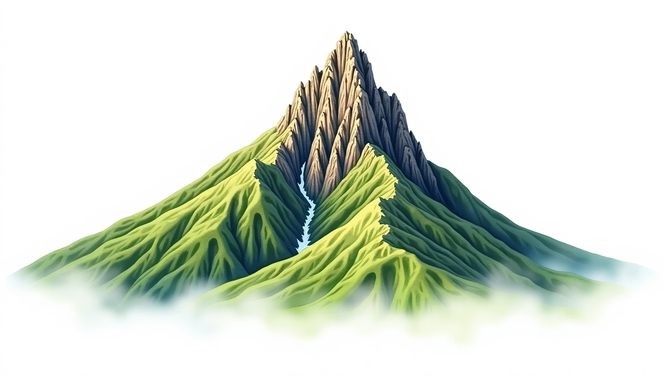 La Soufriere (Saint Vincent) — 1,234m — Saint Vincent — watercolor illustration