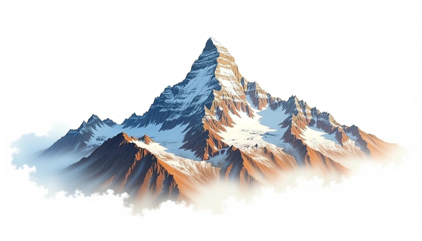 Labuze Peak — 6,119m — China — watercolor illustration