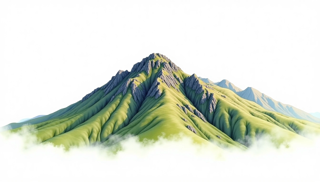 Langdale Pikes — 736m — United Kingdom — watercolor illustration