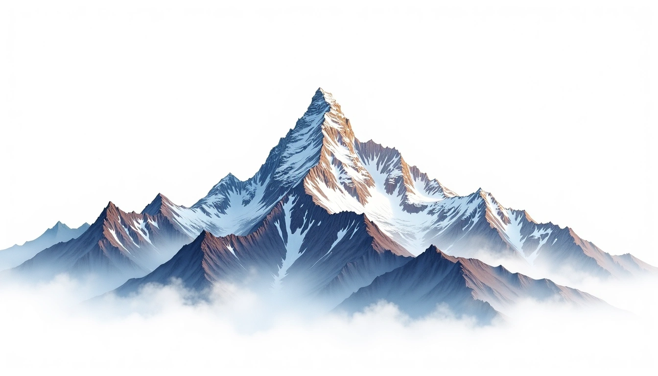 Langtang Lirung — 7,227m — Nepal — watercolor illustration