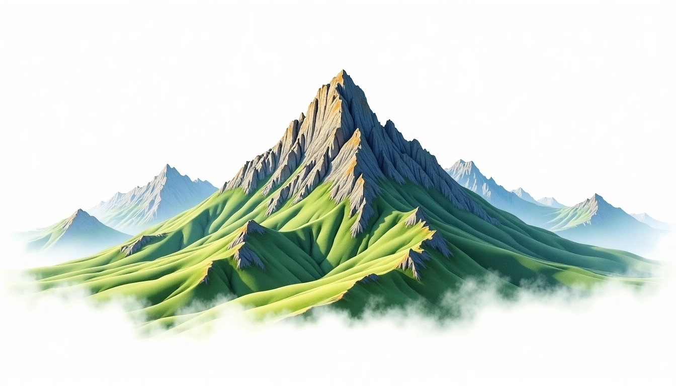 Luanshan — 3,070m — Taiwan — watercolor illustration