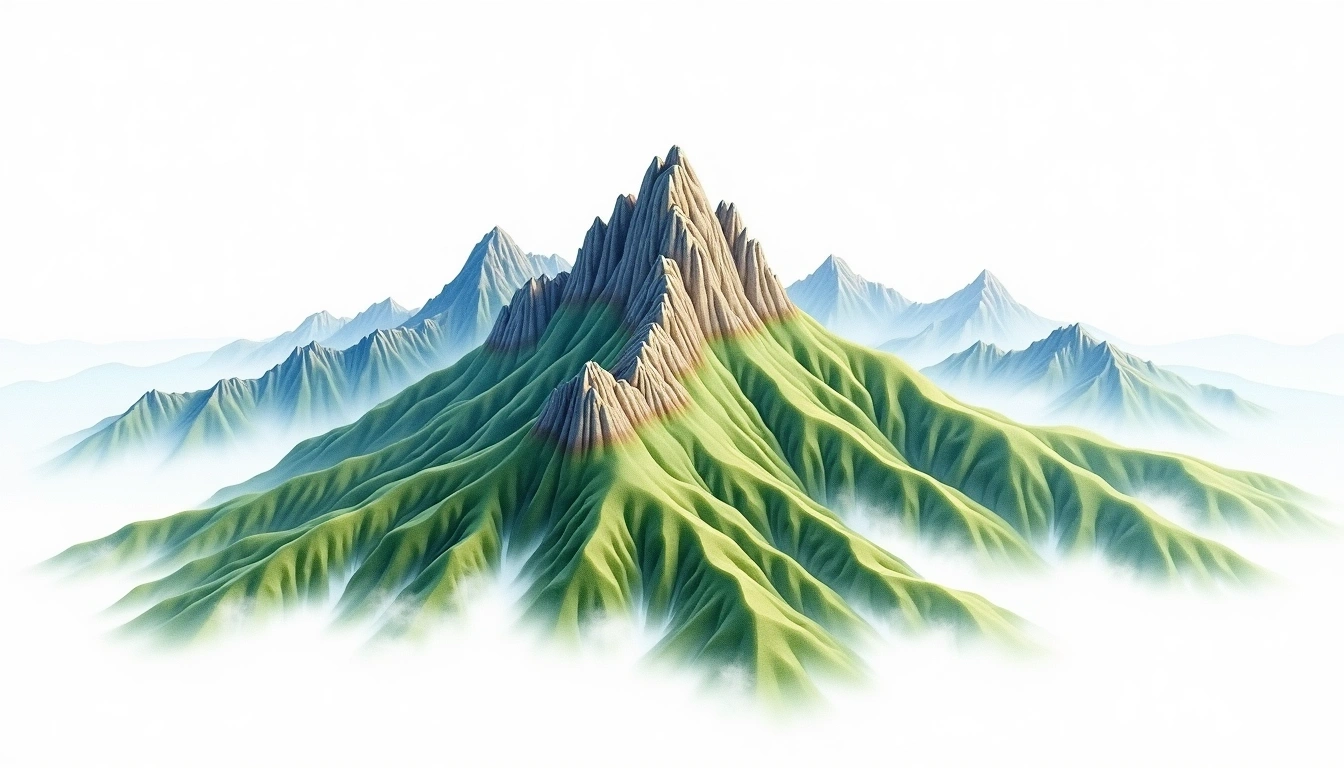 Lushan Beifeng — 3,470m — Taiwan — watercolor illustration