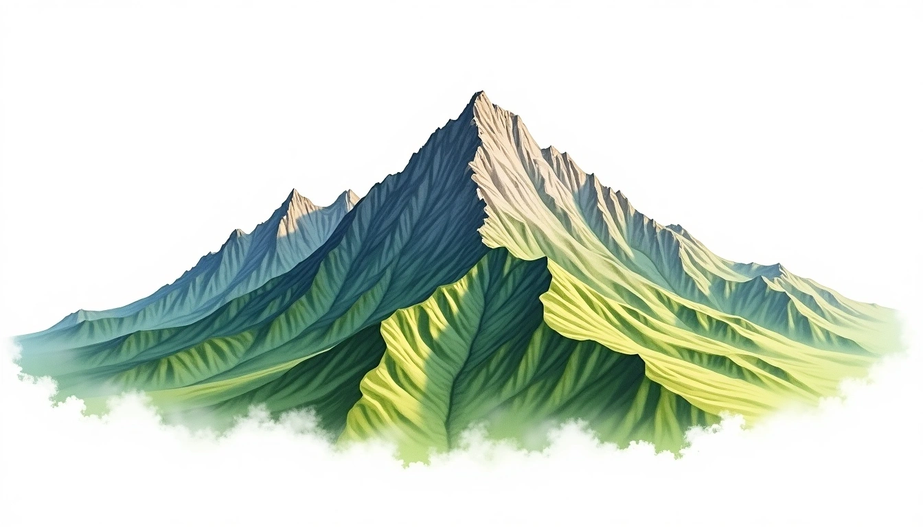 Mabolasi Shan — 3,765m — Taiwan — watercolor illustration