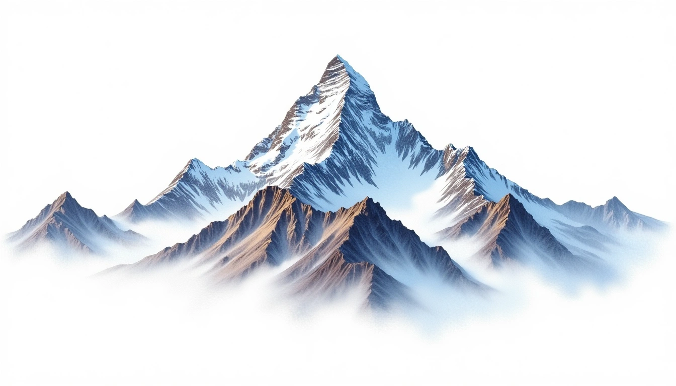 Machapuchare — 6,993m — Nepal — watercolor illustration