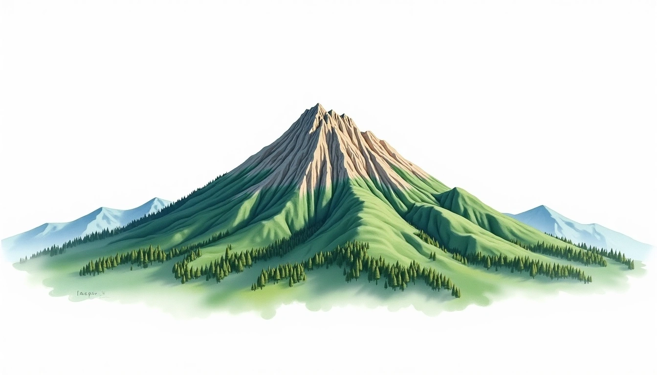 Makihata-yama — 1,967m — Japan — watercolor illustration