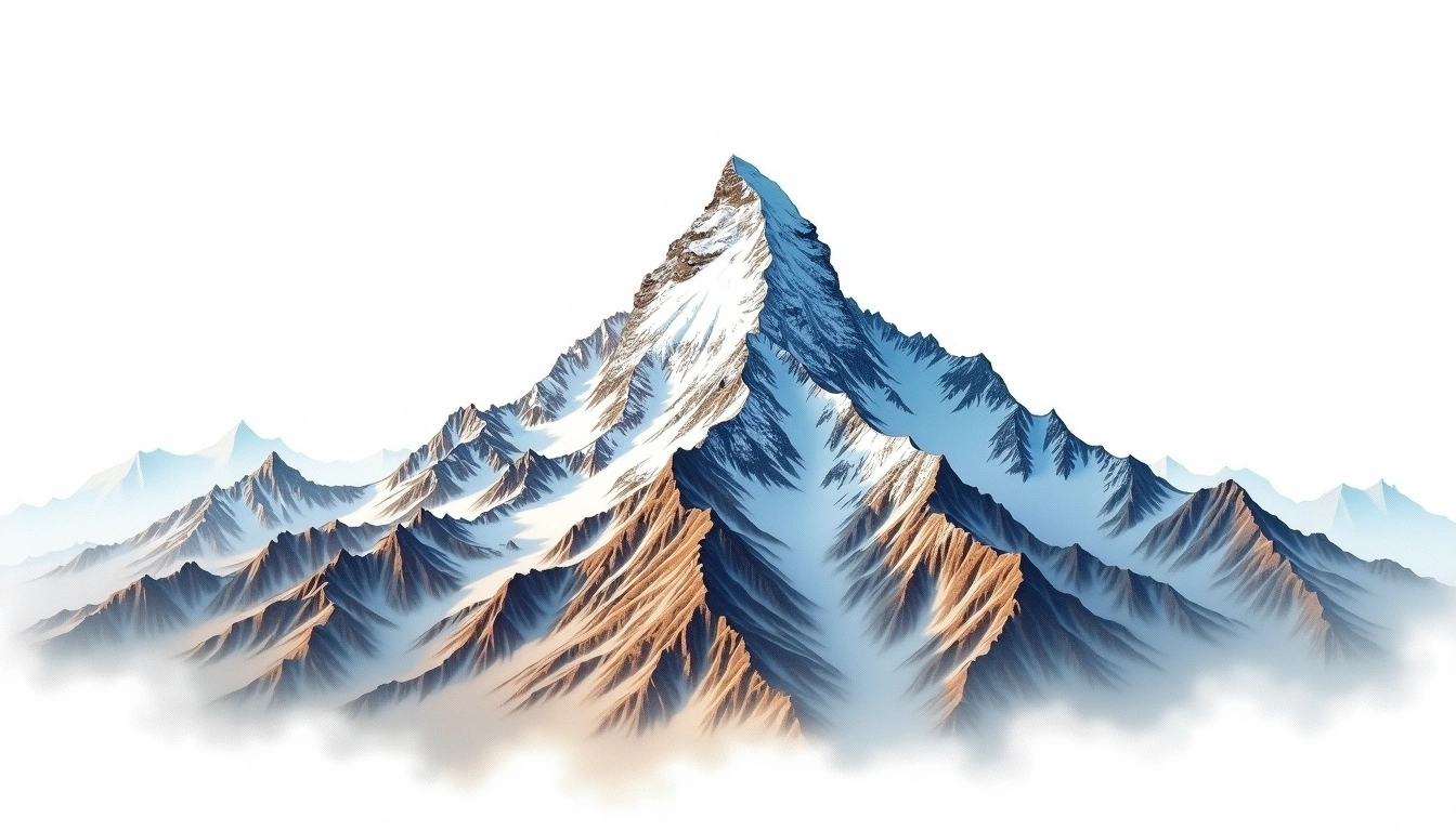 Mardi Himal — 5,587m — Nepal — watercolor illustration