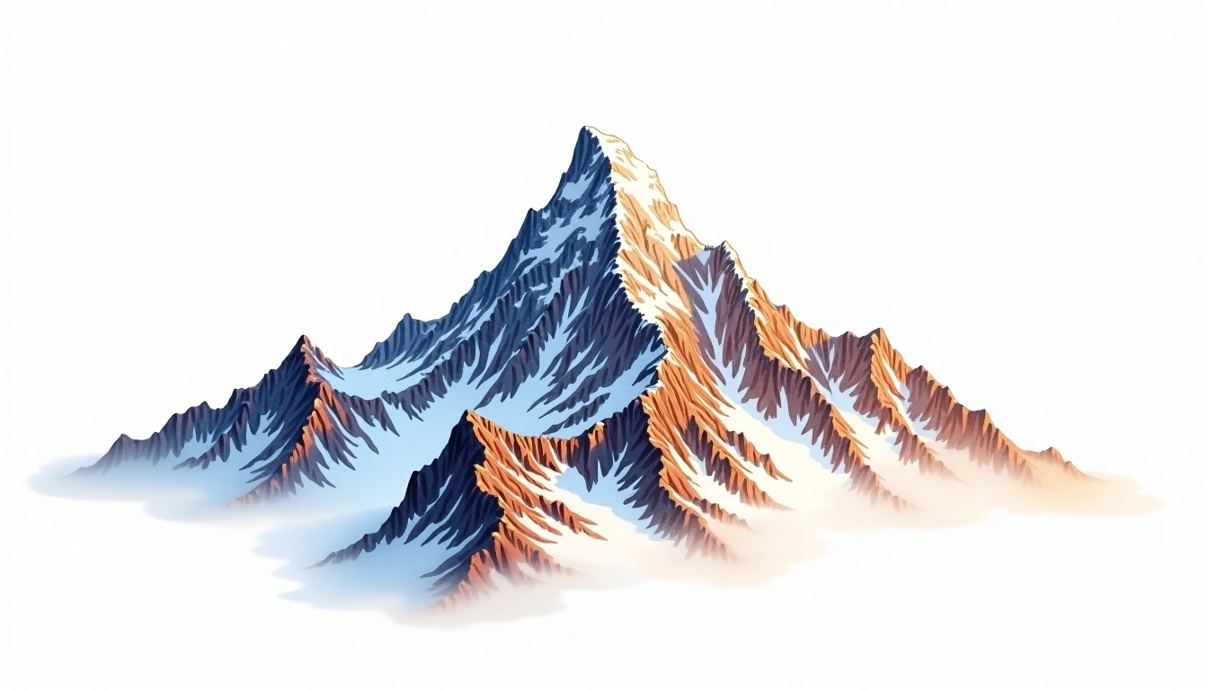 Margherita Peak — 5,109m — Uganda — watercolor illustration