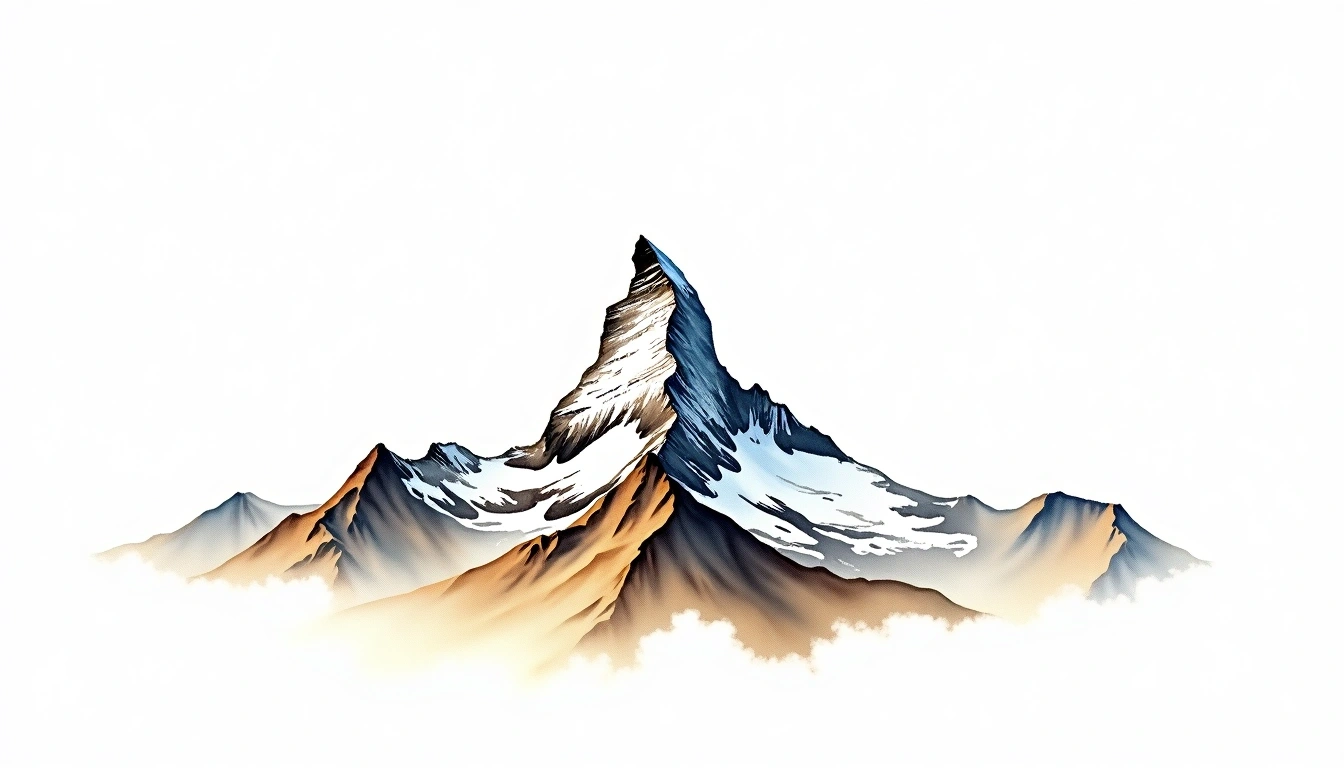 Matterhorn — 4,478m — Switzerland — watercolor illustration